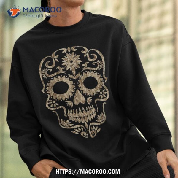 Cool Desert Camo Dia De Los Muertos Sugar Skull Camouflage Shirt, Skull Pumpkin