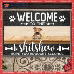 Cool Family &amp; Pets Front Door Mat, Welcome To The Shitshow Personalized Doormat, Gifts For Pet Lovers