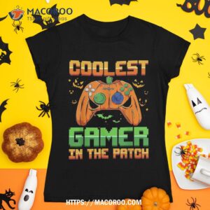 coolest gamer in the patch pumpkin gaming funny halloween shirt halloween skull tshirt 1