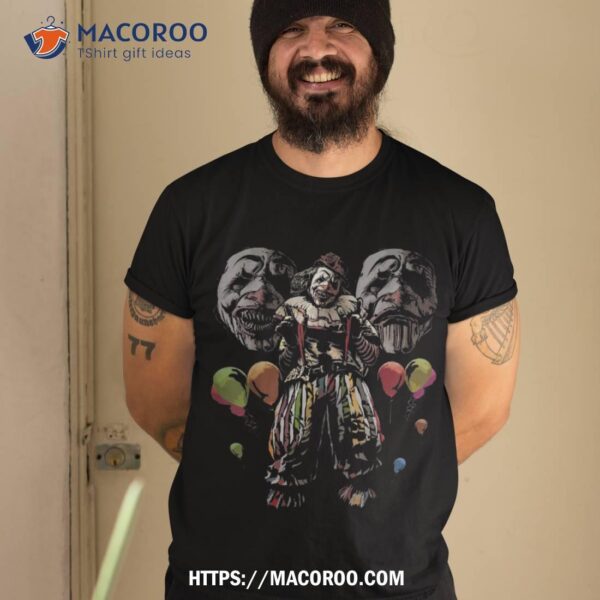 Creepy Evil Clown Balloons Horror Scary Halloween Costume Shirt