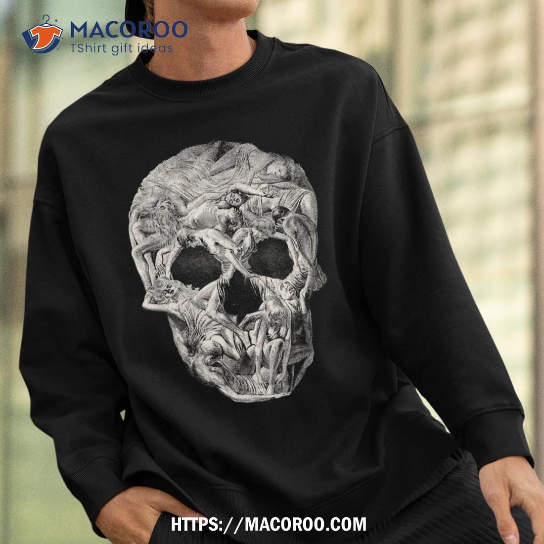 Creepy Skull Made Of People Halloween Optical Illusion Shirt Scary Skull Sweatshirt