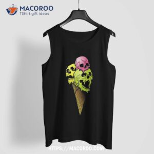 creepy skulls icecream horror colorful halloween design shirt skull pumpkin tank top