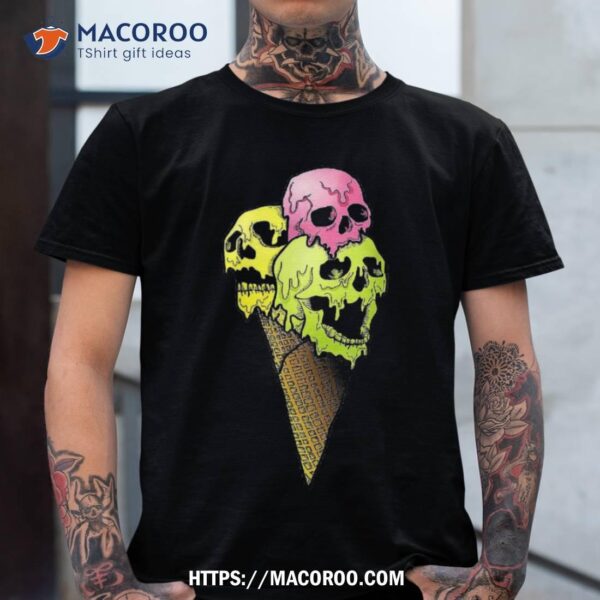 Creepy Skulls Icecream Horror Colorful Halloween Design Shirt, Skull Pumpkin