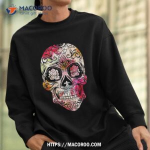 cross flower sugar skull day of the dead costume shirt gift skeleton masks sweatshirt