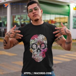 Cross Flower Sugar Skull Day Of The Dead Costume Shirt Gift, Skeleton Masks