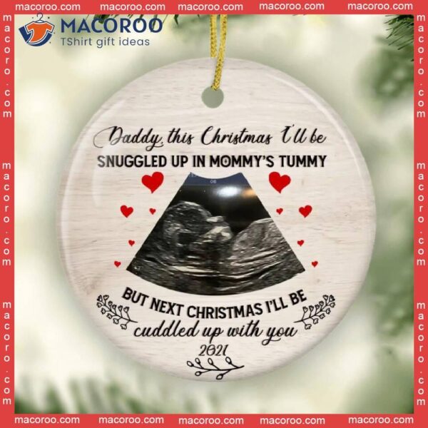 Custom Baby Ultrasound Photo Ornament, Pregnancy Announcement, New Dad Gift, Keepsake Christmas Ornament