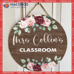 Custom Door Hanger, Classroom Decor, Teacher Name Sign, Sign,vintage Flower Last Sign