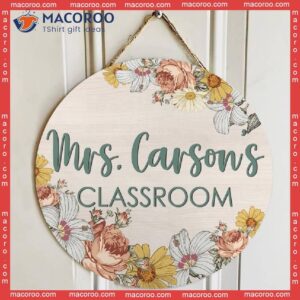 Custom Door Hanger, Last Name Sign, Vintage Flower Hanger,teacher Classroom Decor, Teacher Sign