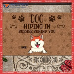 Custom Doormat, Dogs Hiding In Bushes Behind You Outdoor Door Mat, Gifts For Dog Lovers