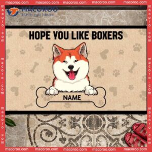 Custom Doormat, Hope You Like Boxers Dog & Bone Front Door Mat, Gifts For Lovers
