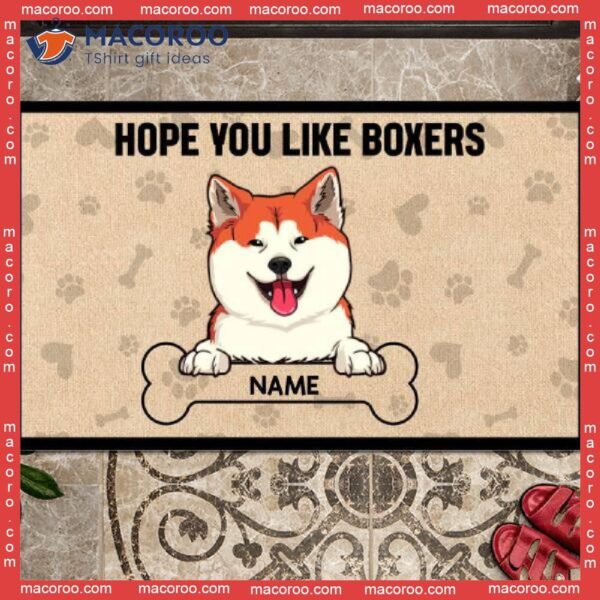Custom Doormat, Hope You Like Boxers Dog & Bone Front Door Mat, Gifts For Lovers