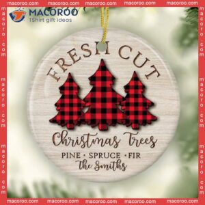 Custom Family Gift, Christmas Tree Decor, 2022 Holiday Gift,family 3 Ornament, Decoration, Buffalo Plaid Trees, Ornament