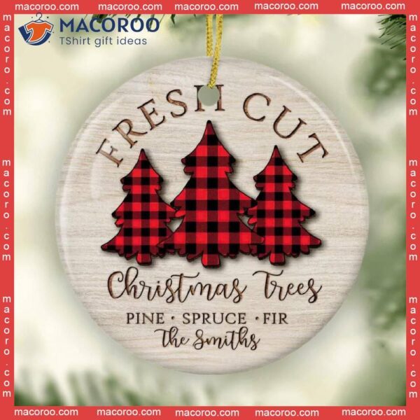 Custom Family Gift, Christmas Tree Decor, 2022 Holiday Gift,family 3 Ornament, Decoration, Buffalo Plaid Trees, Ornament