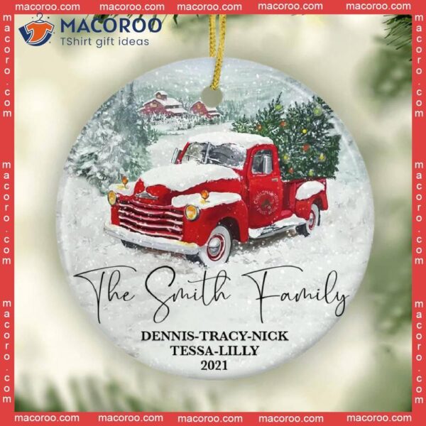 Custom Family Keepsake, Christmas Ornament, Truck Ornament With Member Names,personalized