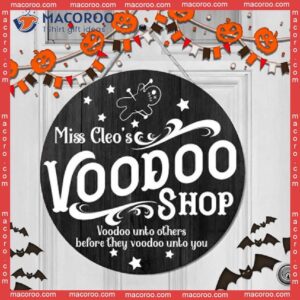 Custom Gift For Halloween, Halloween Round Wooden Sign,personalized Voodoo Shop Sign, Door Sign Decor