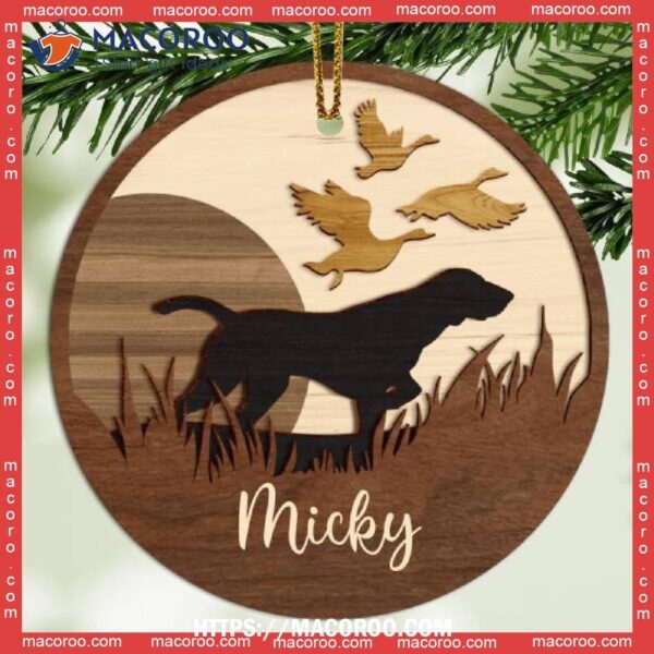 Custom Hunting Labrador Wooden Circle Ceramic Ornament, Dog Paw Ornament