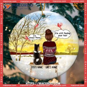 Custom I’m Still Finding Your Hair Circle Ceramic Ornament, Dogs First Christmas Ornament