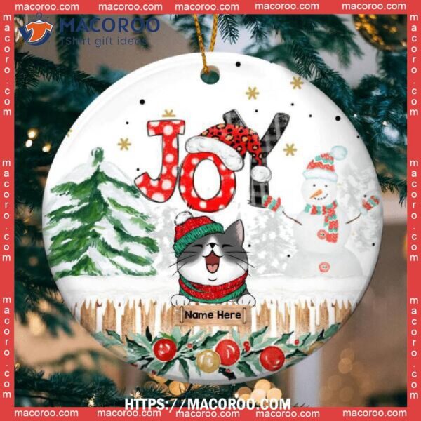 Custom Joy Xmas Pattern Word, Bengals Christmas Ornaments