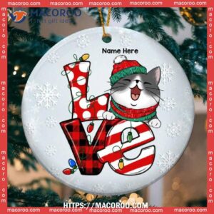 Custom Love Xmas Pattern Word, Hallmark Cat Ornaments