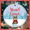 Custom Meowy Catmas Bluetone Ver 2 Circle Ceramic Ornament, Hallmark Cat Ornaments