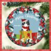 Custom Merry Christmas Gifts Blue Circle Ceramic Ornament, Cat Tree Ornaments