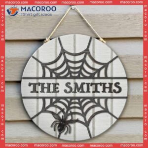 Custom Name Sign, Halloween Door Decor, Front Family Spider Web Sign,halloween Hanger, Sign