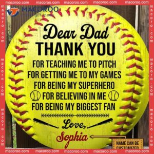 Custom Name Softball Round Sign Gift For Dad, Personalized Dad From Daughter, Wooden Sign, Birthday Gift, Wall Decor