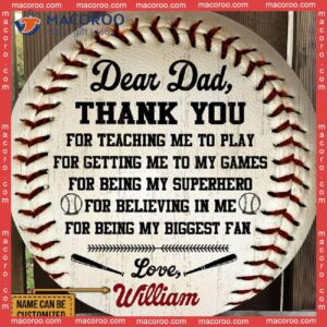 Custom Wooden Sign Gift For Baseball Dad, Dear Wall Decor, Father’s Day Dad Who Love Baseball, Thank You Teaching Me