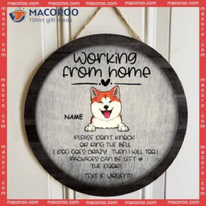 Custom Wooden Sign, Gifts For Dog Lovers, Working From Home Please Don’t Knock Or Ring The Bell Text If Urgent