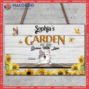 Custom Wooden Sign, Gifts For Pet Lovers, Always In Our Heart Sunflower & Butterfly Rectangle Garden Signs