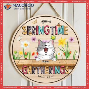 Custom Wooden Signs, Gifts For Cat Lovers, Spring Time Gatherings Floral Background Welcome Signss