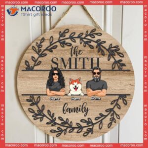 Custom Wooden Signs, Gifts For Dog Lovers, A Couple & Their Dogs Laurel Wreath Personalized Home Sign
