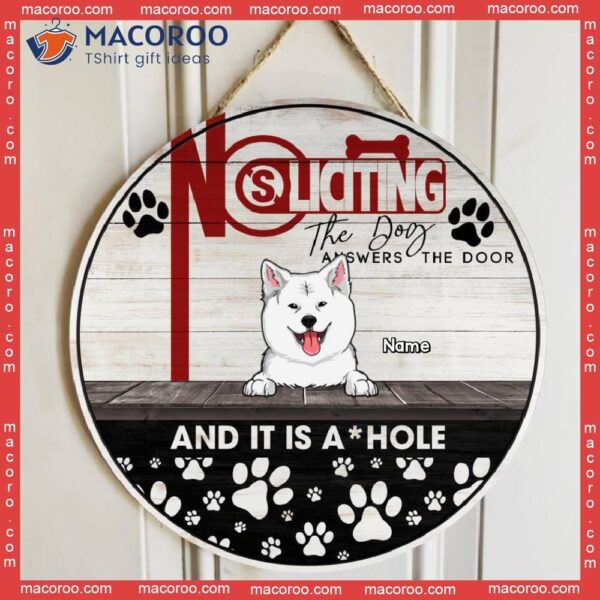 Custom Wooden Signs, Gifts For Dog Lovers, No Soliciting The Answers Door Retro Signs