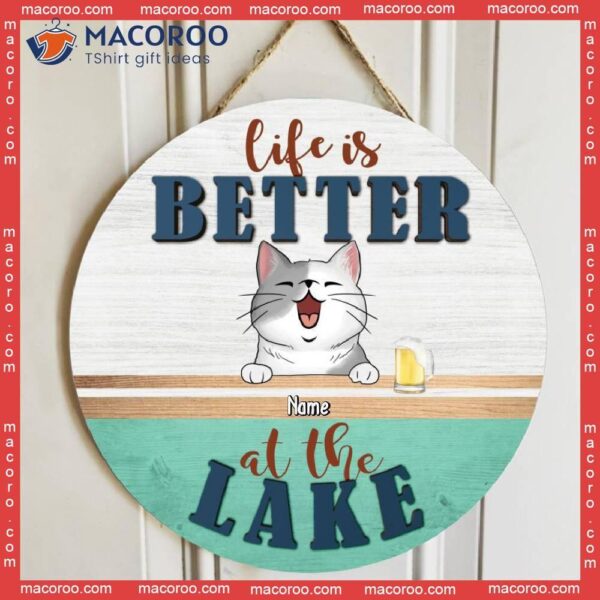 Custom Wooden Signs, Gifts For Pet Lovers, Life Is Better At The Lake Personalized Wood Sign