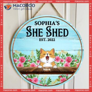 Custom Wooden Signs, Gifts For Pet Lovers, She Shed Happy Place Flower Vintage Signs