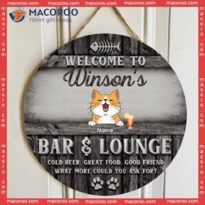 Custom Wooden Signs, Gifts For Pet Lovers, Welcome To My Bar & Lounge Personalized Wood Sign