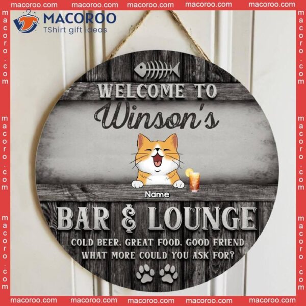 Custom Wooden Signs, Gifts For Pet Lovers, Welcome To My Bar & Lounge Personalized Wood Sign