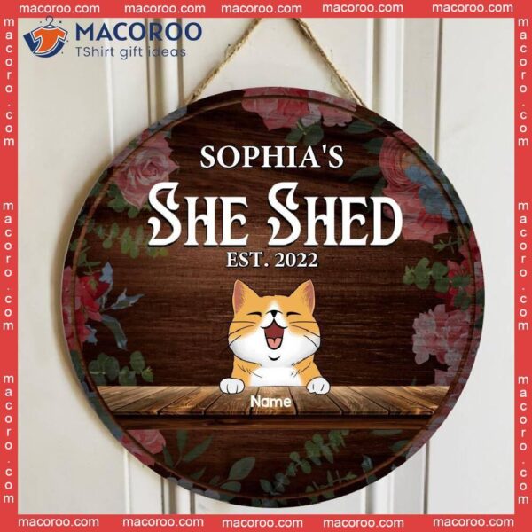 Custom Wooden Signs, Gifts For Pet Lovers, Welcome To The She Shed Flower Vintage Signs