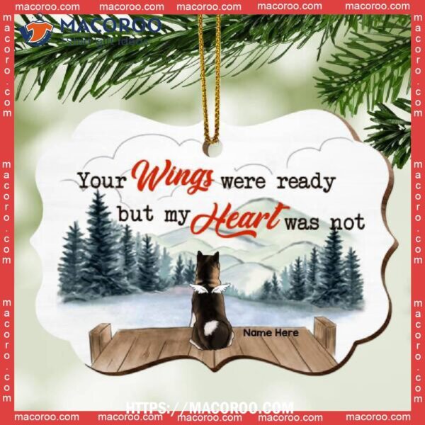 Custom Your Wings Were Ready Ornate Shaped Wooden Ornament, Dog Christmas Decor