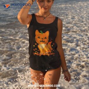 cute cat face jack o lantern pumpkin halloween autumn fall shirt halloween wedding favours tank top