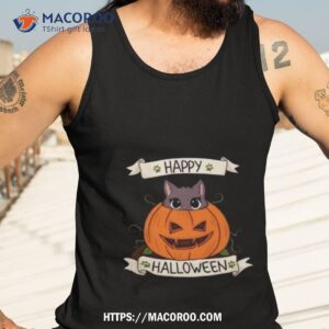cute cat in pumpkin halloween shirt tank top 3