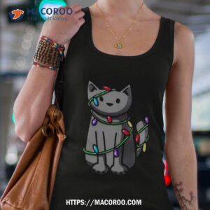 cute cat wrapped up in lights shirt tank top 4