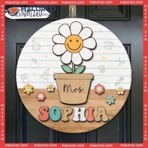 Cute Flower Name Sign,personalized Classroom Wooden Sign, School Day Gift, Back To Gift