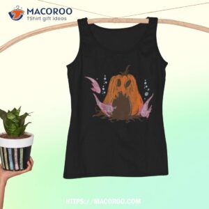 cute halloween three axolotl in scary pumpkin shirt tank top