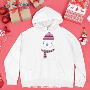 cute snowwoman face buffalo pink plaid winter snow shirt frosted snowman hoodie