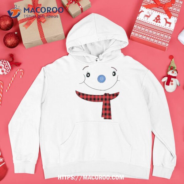 Cute Snowwoman Face Buffalo Red Plaid Winter Snow Shirt, Snowman Cute