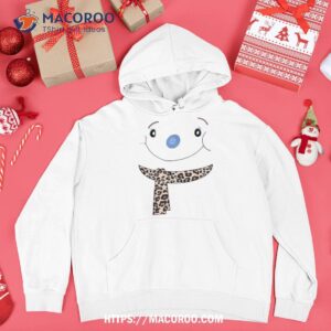 cute snowwoman face leopard scarf fun winter snow shirt snowman christmas gifts hoodie