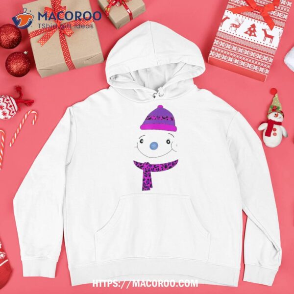 Cute Snowwoman Purple Leopard Fun Winter Snow Shirt, Snowmen Gift
