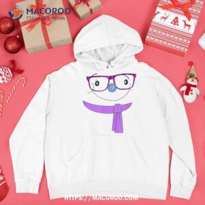 cute snowwoman purple leopard glasses winter snow shirt funny snowman hoodie