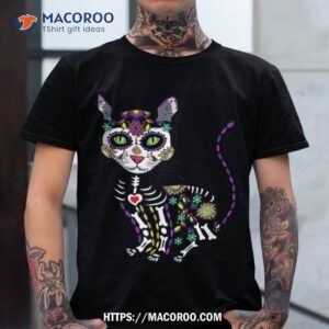 Cute Sugar Skull Mexican Cat Halloween Day Of The Dead Shirt, Skull Pumpkin